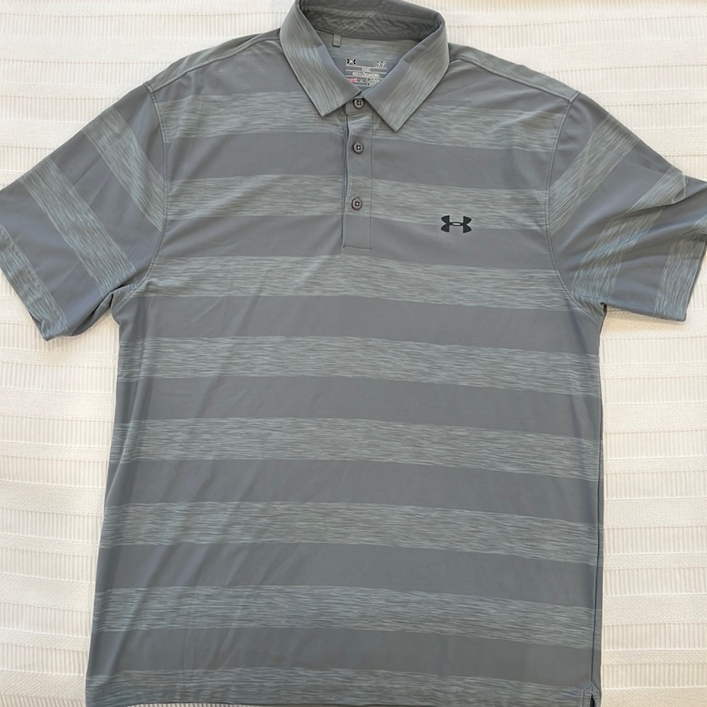 Under Armour Heat Gear Golf Shirt Grey Size Large